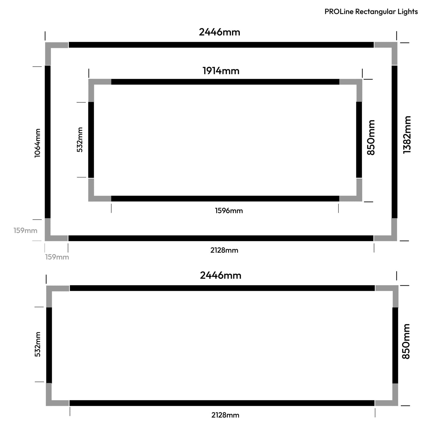 PROLine Rectangular LED Linear Light in White | Black Customisable Size image 8