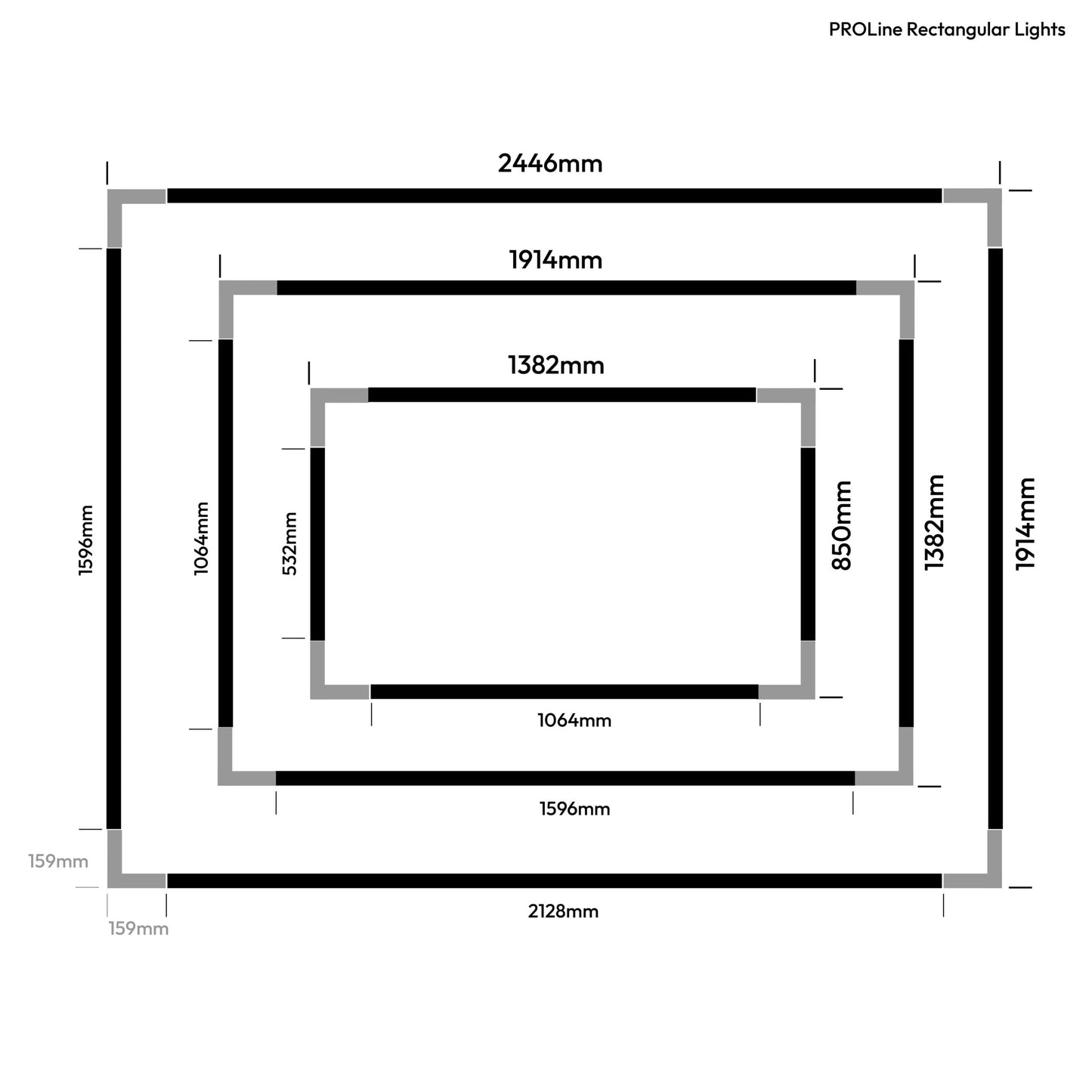 PROLine Rectangular LED Linear Light in White | Black Customisable Size image 7