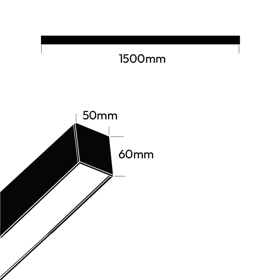Cielo Linear LED Light 1.5m Black 4000K Suspended | Surface