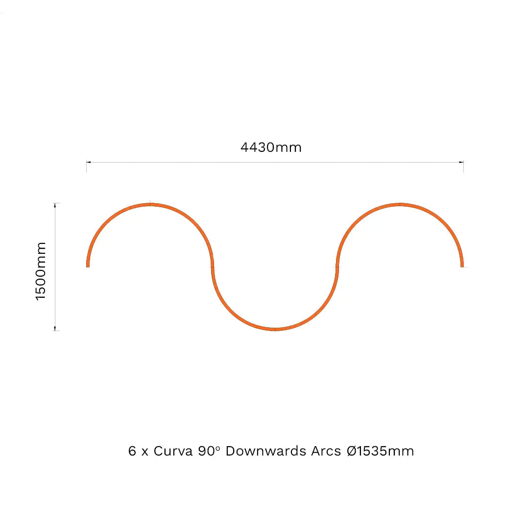 Dimension drawing for the Curva Wiggle lighting.