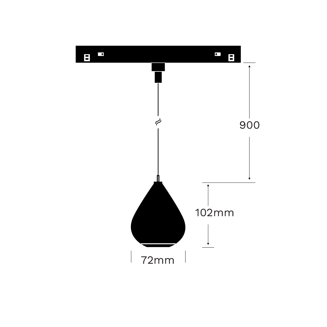 Dimension drawing for the Embelia pendant drop light.