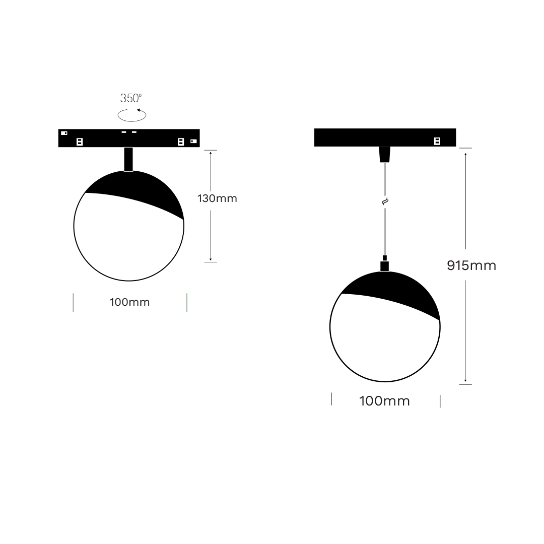 Dimension drawing for the Embelia light.