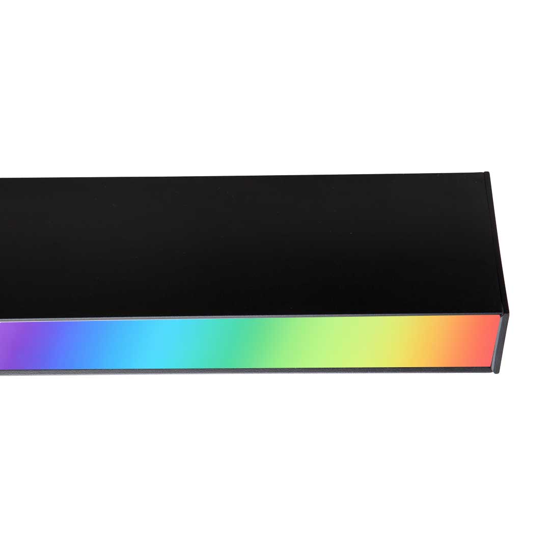 Proline surface mounted light in black with a RGBW light.