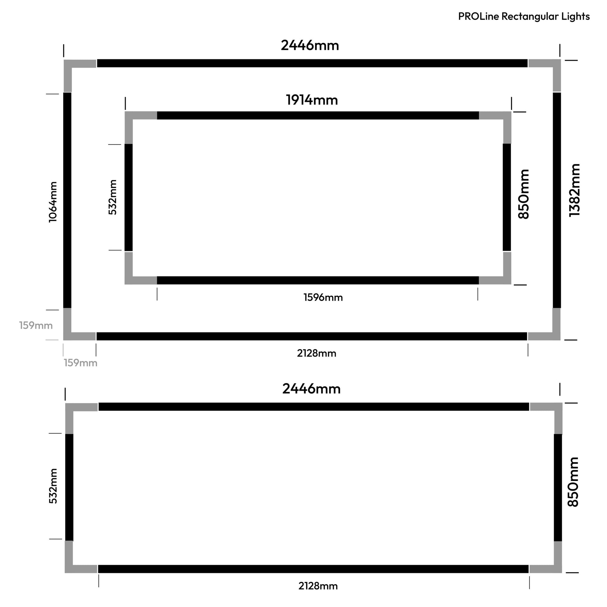 PROLine Rectangular LED Linear Light in White | Black Customisable Size image 8
