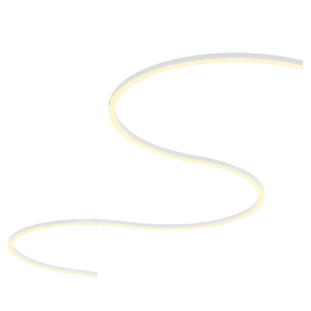 A stylish curved suspended LED light in white