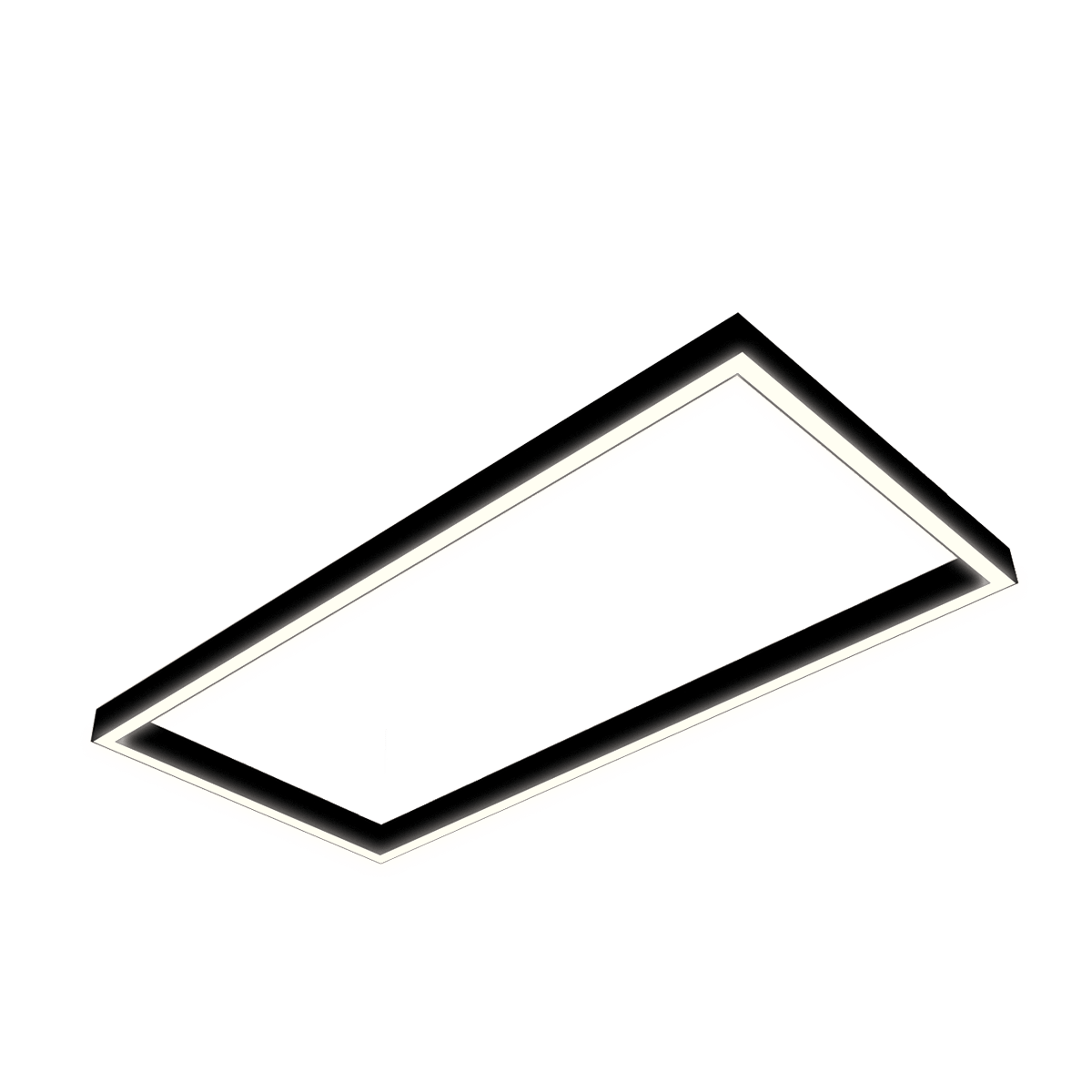 Rectangular LED linear ceiling light in black. 