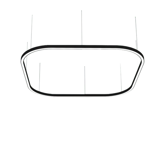Flow Rounded Linear LED Square Light suspended in black profile