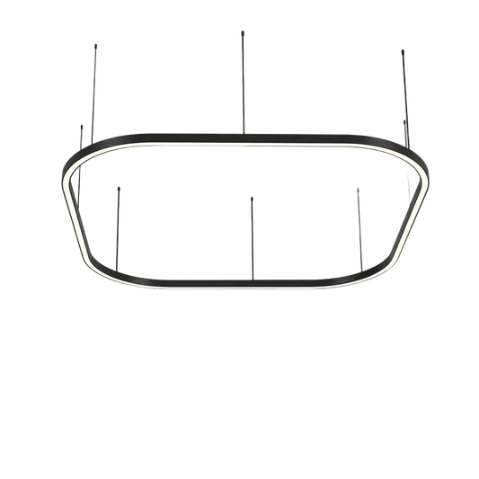 Modern black pendant light fixture on a white background