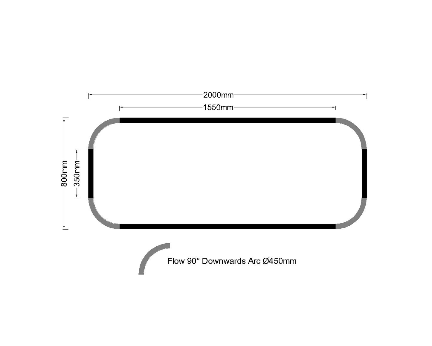 Flow Rounded Rectangular LED Light | White | Surface/Suspended | Customisable