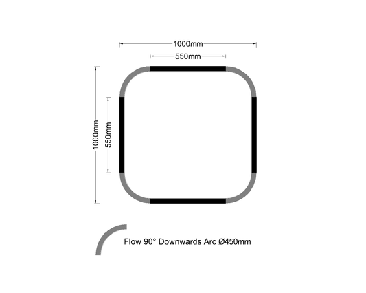 Flow Rounded Square LED Light | Black | Suspended/Surface | Customisable