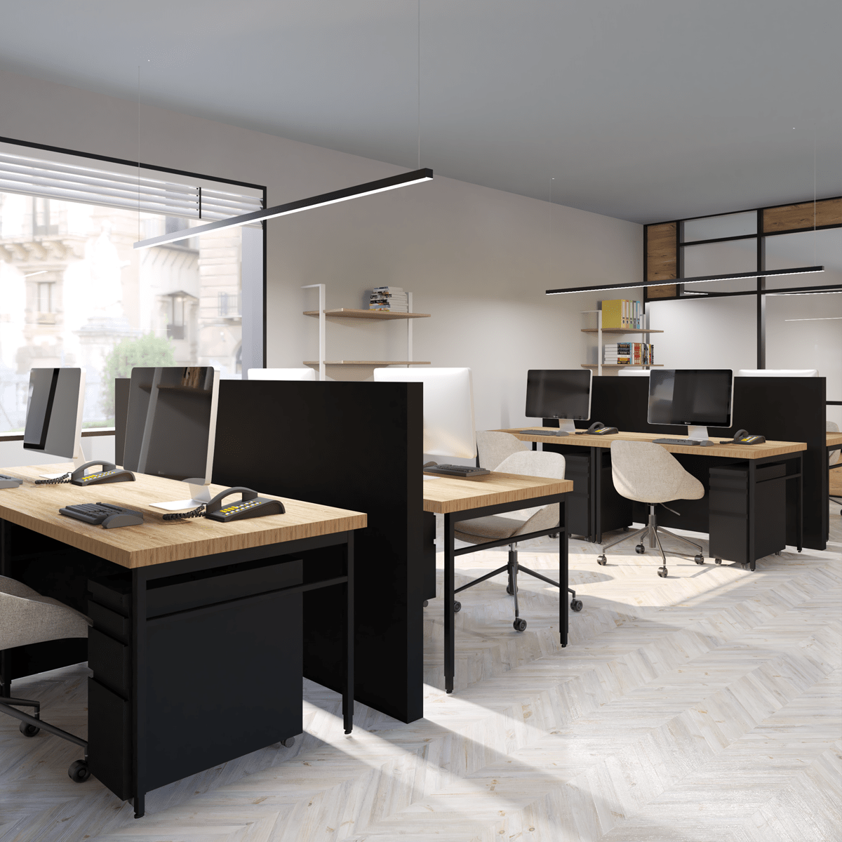 Flow LED Linear Lighting System in an office space