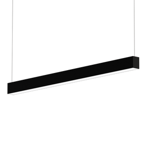 A black 1.5m suspended linear LED ceiling light.