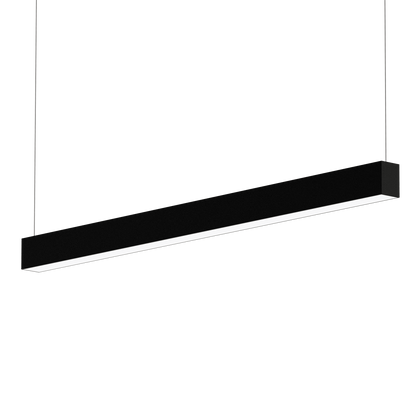 A black 1.5m suspended linear LED ceiling light.