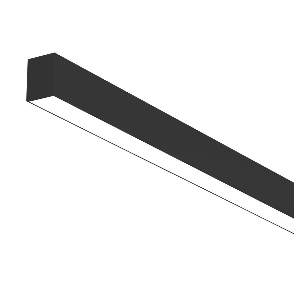 Close up of the black 1.5m linear LED light.