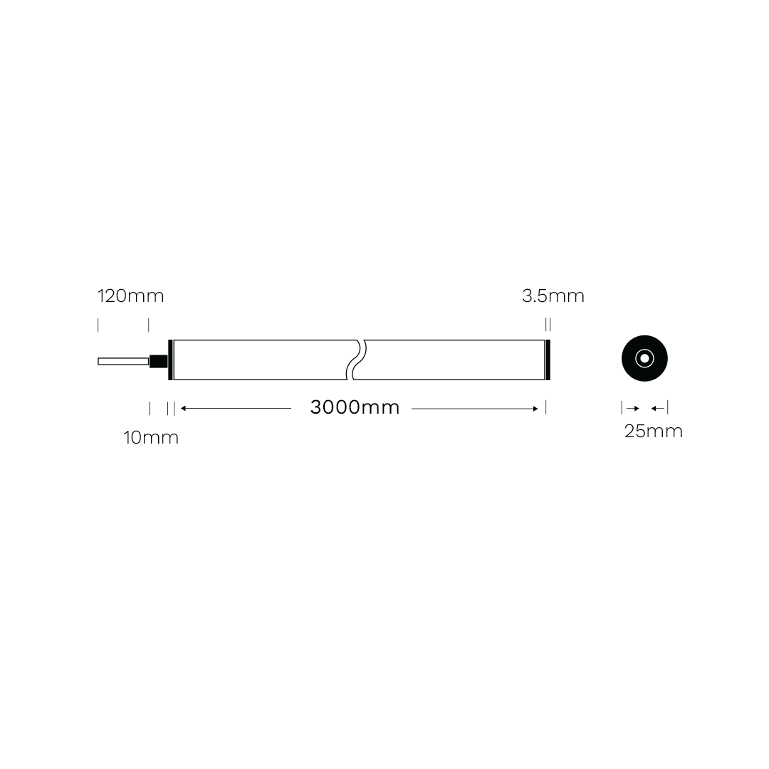 Dimension drawing for the Stella Rope light.