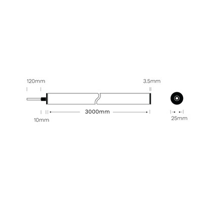 Dimension drawing for the Stella Rope light.