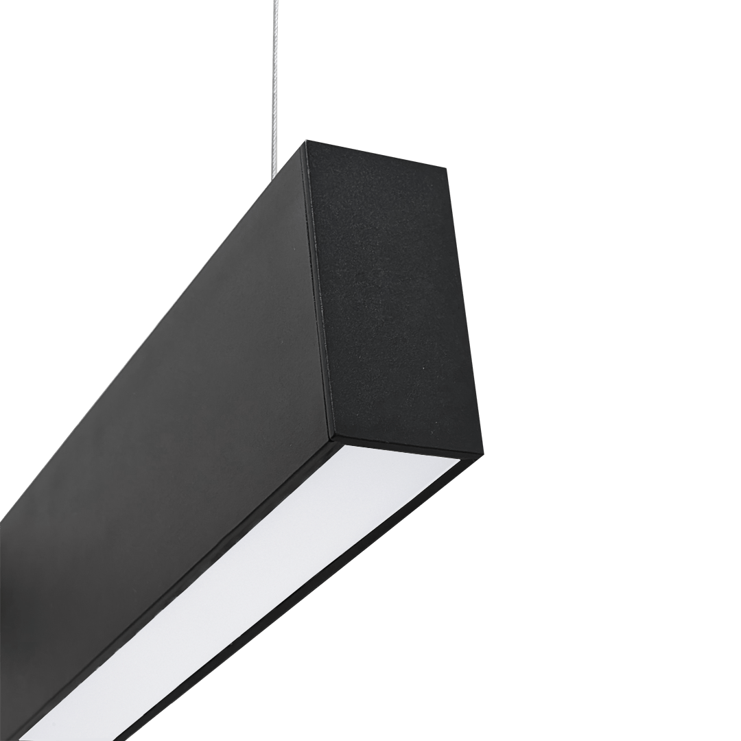 PROLine suspended linear LED light in black for commercial interiors