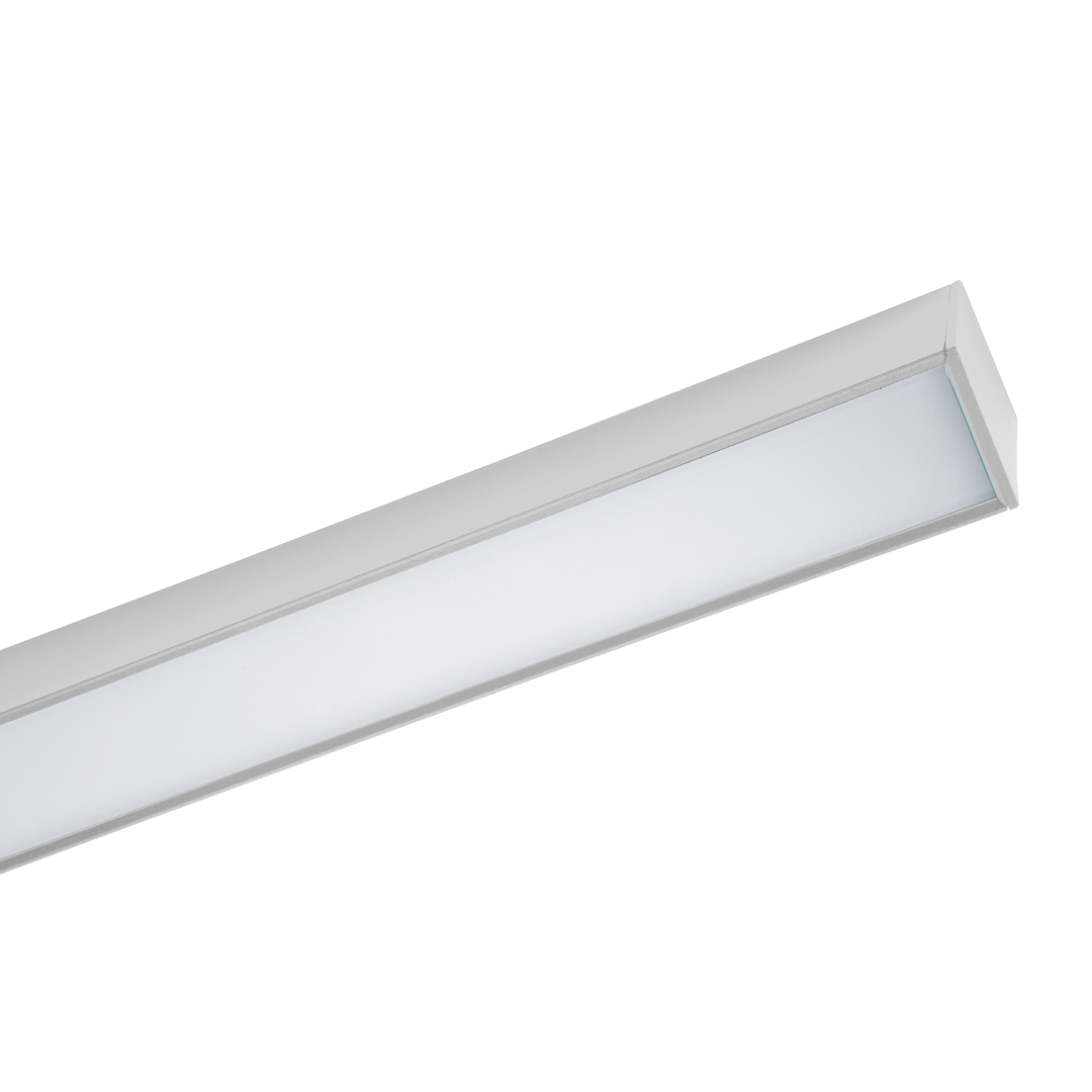 White PROLine linear LED suspended light showing minimalist profile