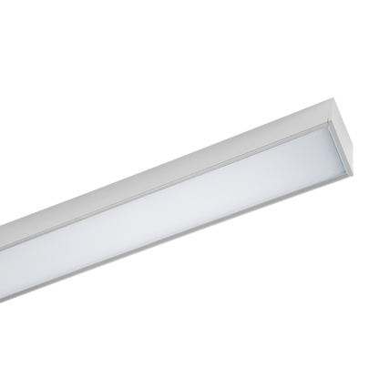 White PROLine linear LED suspended light showing minimalist profile