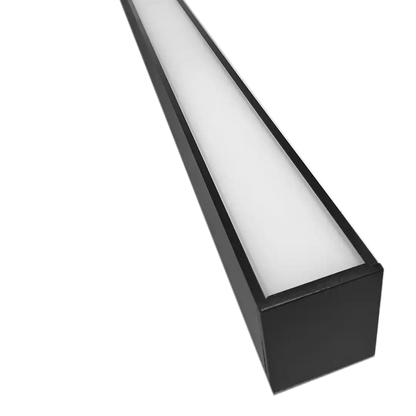 Close up of rectangular black light fixture 