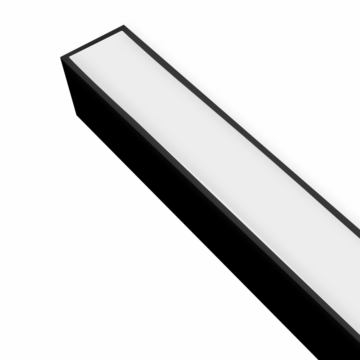Close up of the black Skyline light fixture with white diffuser.