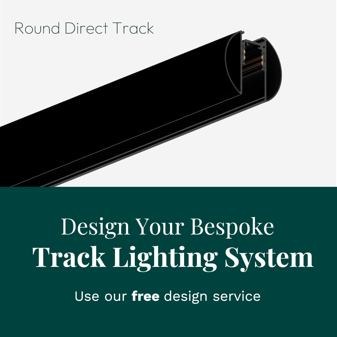 Round direct lighting track for the Zodiac light system. Design your own bespoke track lighting system. Use our free design service.