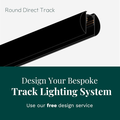 Round direct lighting track for the Zodiac light system. Design your own bespoke track lighting system. Use our free design service.